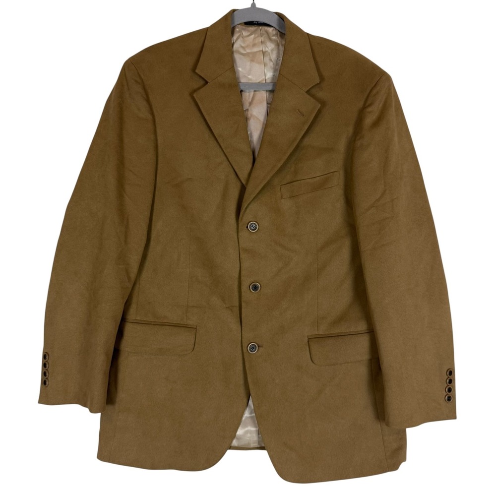 Andrew Fezza Sport Coat Mens 40R Brown Suede Stretch Notch Lapel 3 Button Blazer